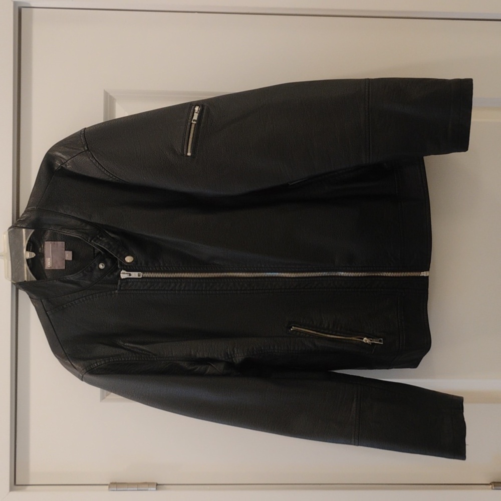 ASOS Black Faux Leather Fitted Bomber Jacket